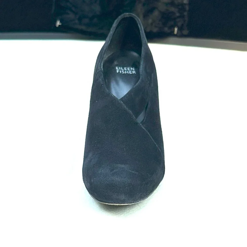 Eileen Fisher Peek Vero Cuoio Black Suede Shootie 9.5 - Picture 11 of 14